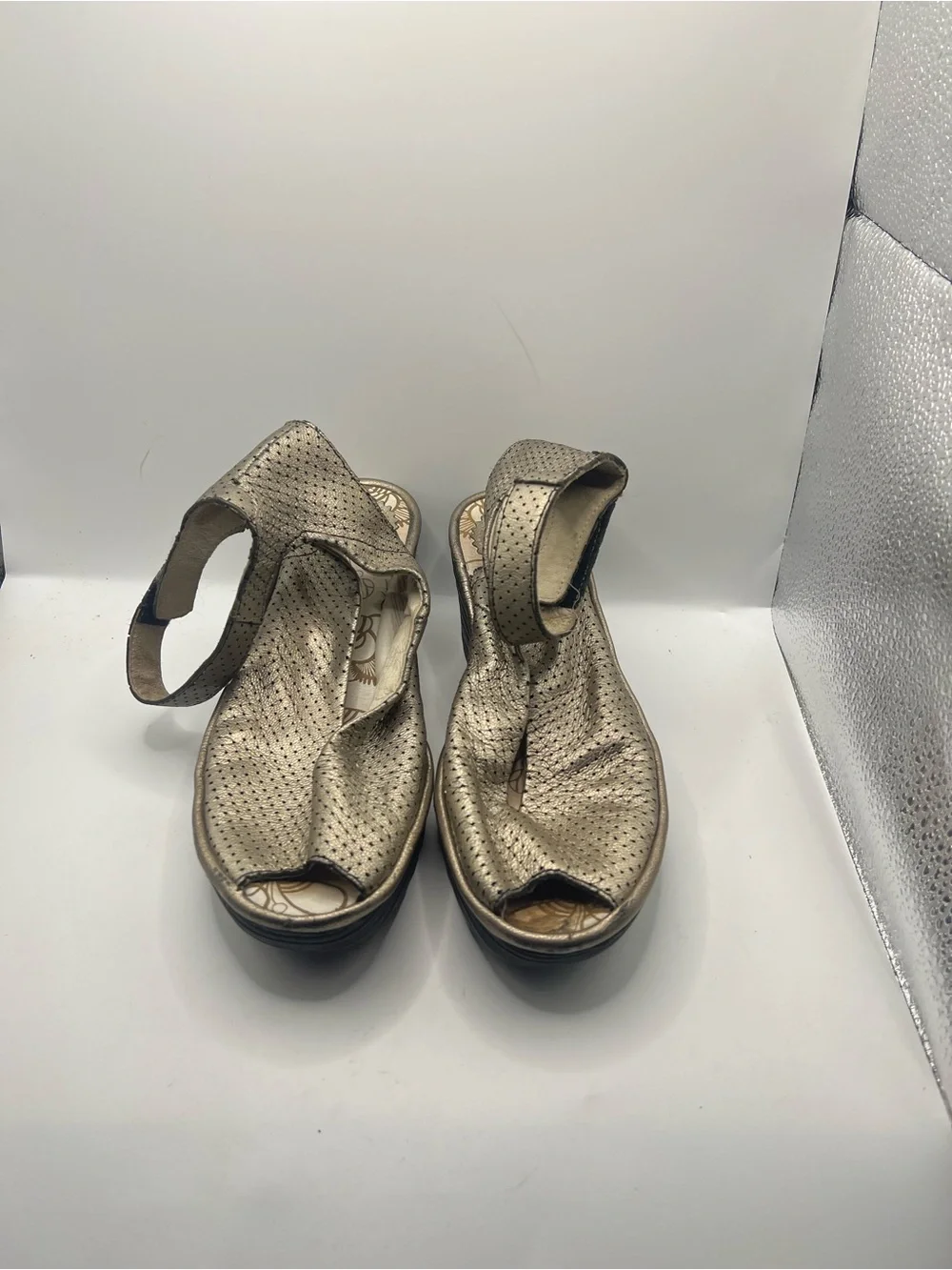 Fly London Metallic Gold Wedge Sandals